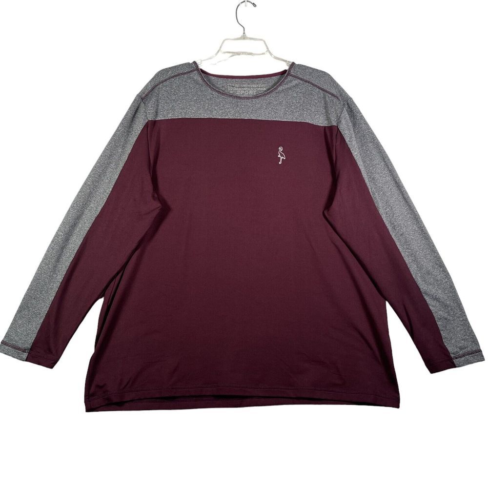 Tailorbyrd Sport TShirt Mens XL Red Gray Colorblock Long Sleeve Pullover 3D Logo